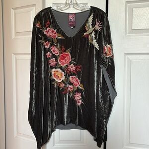 Johnny Was Embroidered Velvet Women Top